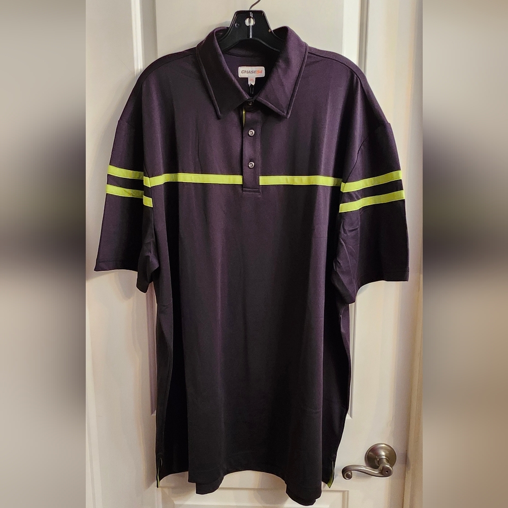 Black Chase54 Polo w/ Green Stripes - XXL